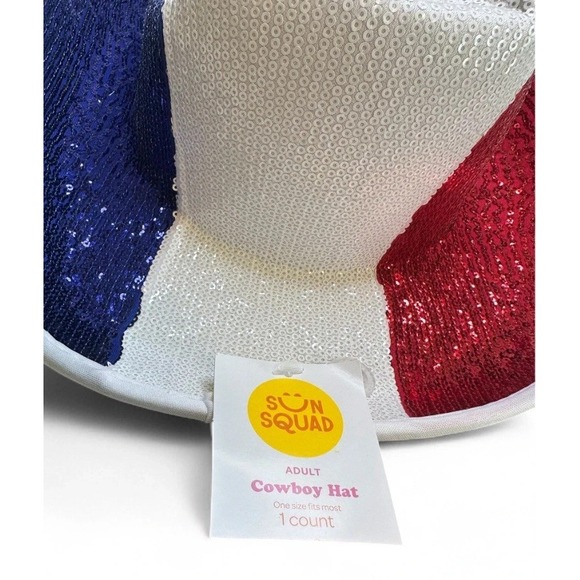 Patriotic USA Cowboy Cowgirl Hat - Sequin Red White And Blue American Hat New - Picture 3 of 4